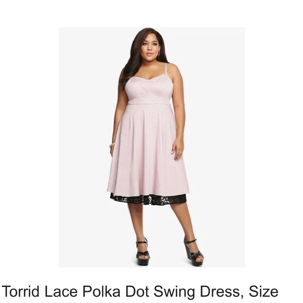 Baby pink black polkadot w/ lace torrid dress